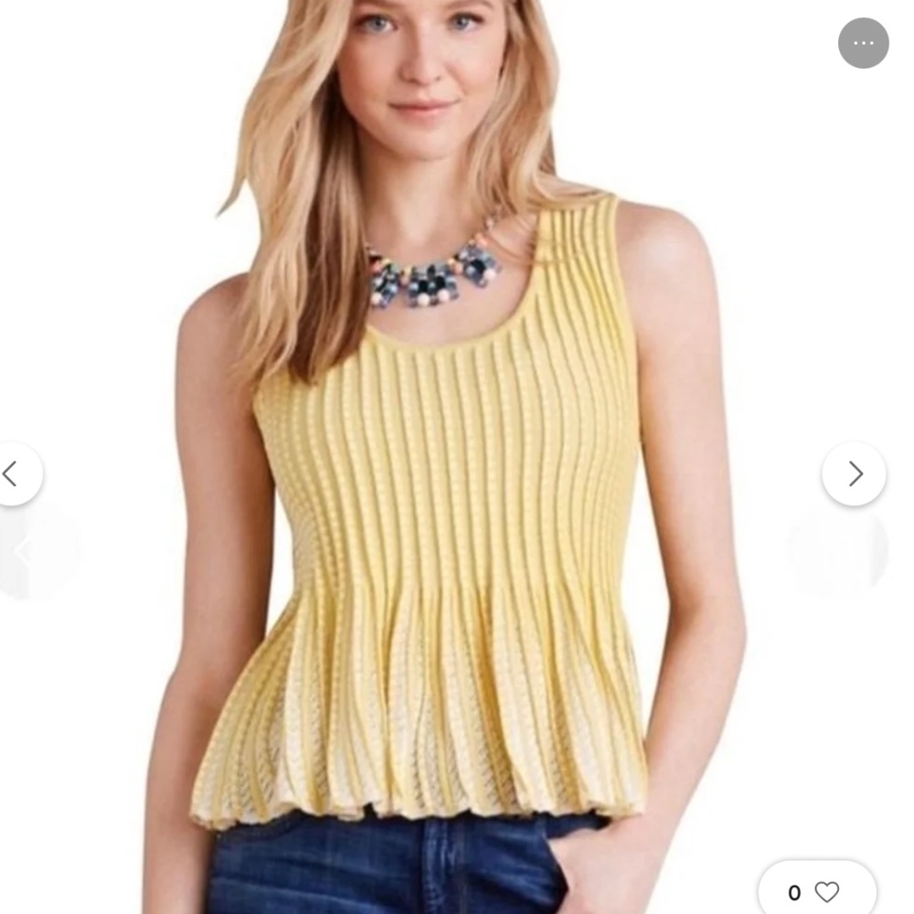 Anthropologie Moth Ostinato Yellow Knit Peplum Top